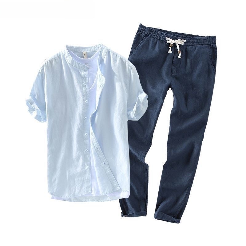 Men's Linen Short Sleeve Casua - Linen Shirt Breathable 评论和价格