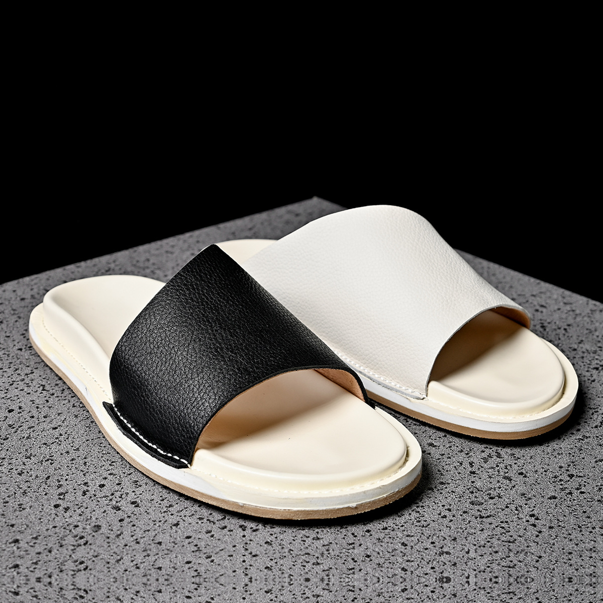 High Quality Soft Men Genuine  - Flip Flop Leather Men 评论和价格